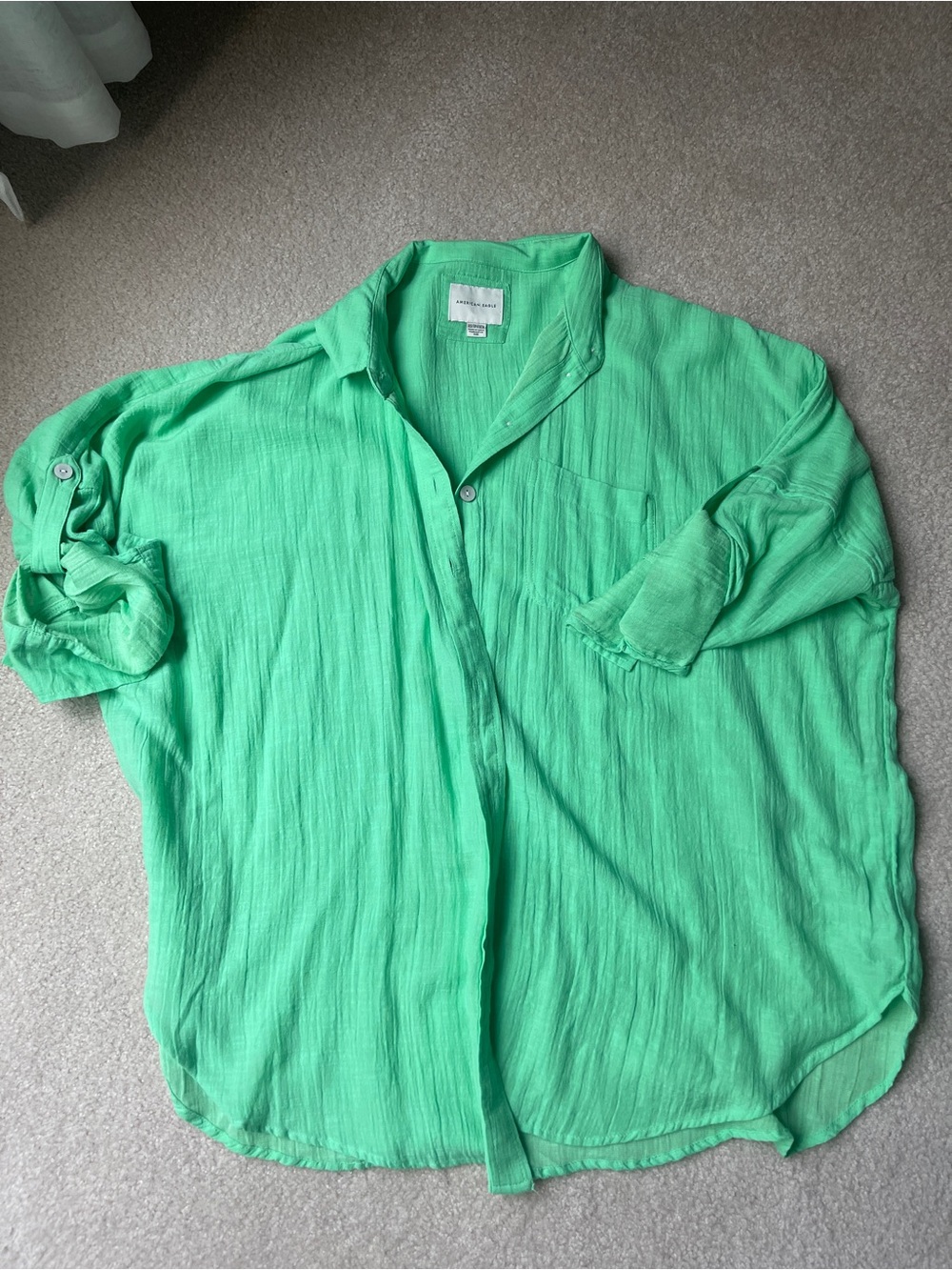 American Eagle Outfitters Bright Green Button-Down Shirt